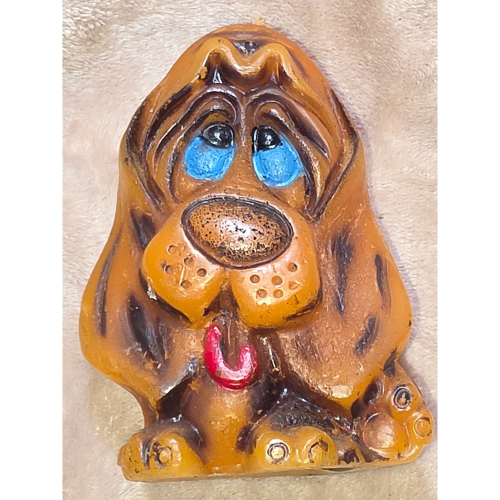 Vintage 1978 Jasco Animal Delights Basset Hound Dog Candle Hand Painted Brown